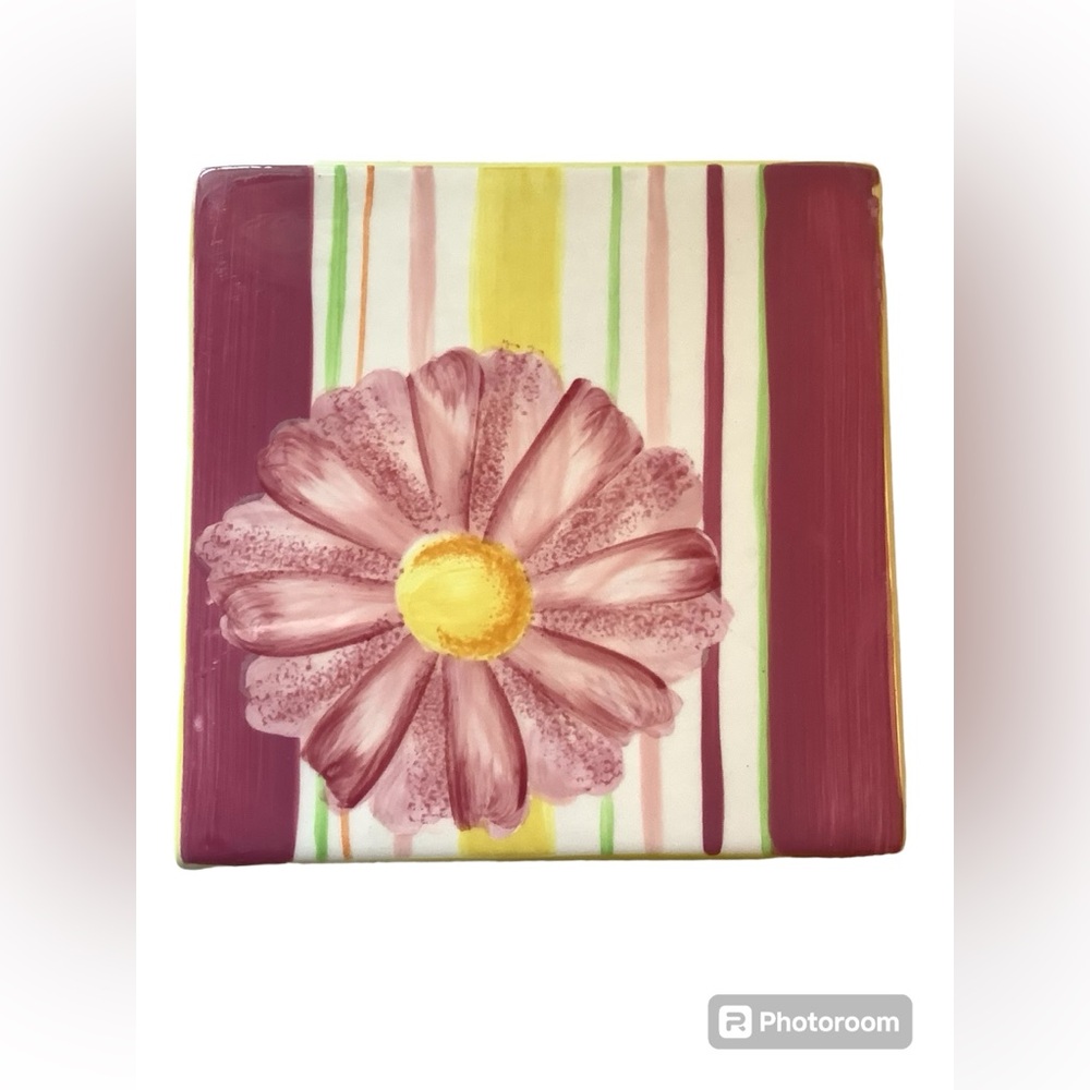 Laurie Gates Ceramic Pink Flower Hot Plate